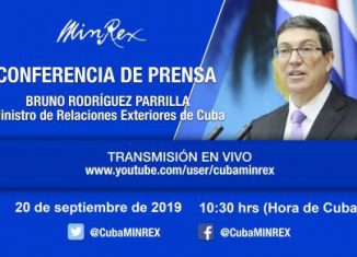 El encuentro con la prensa nacional y extranjera se realizará este viernes en el Ministerio de Relaciones Exteriores, a las 10:30 horas, y será transmitido en vivo a través del canal Youtube y de la página en Facebook de Cubaminrex.