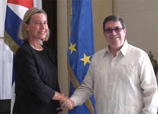 Bruno Rodríguez Parrilla y Federica Mogherini destacaron la importancia del Acuerdo de Diálogo Político y Cooperación, firmado a finales de 2016, como marco regulatorio para la consolidación de los vínculos entre las dos partes.