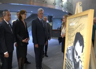 El presidente cubano, Miguel-Díaz Canel Bermúdez, inauguró la exposición ¨Fidel Castro en Belarús: memoria y continuidad¨, en el capitalino Museo Estatal de Historia de la Gran Guerra Patria.