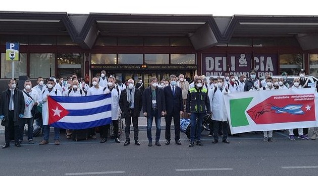 Este martes fue inaugurado el hospital de campaña donde labora la brigada cubana, instalado en la ciudad de Crema, provincia de Cremona, región de Lombardía, donde se concentra el mayor número de personas en Italia con Covid-19.