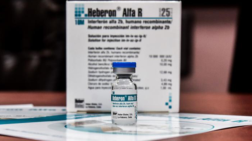 Datos revelados por el MINSAP, demuestran que el 93,4 % de los enfermos portadores del SARS-COV-2 había sido tratado con Heberón (nombre comercial del Interferón Alfa 2b Humano Recombinante). Solo el 5,5 % llegó al estado de gravedad.