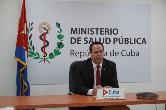 El ministro de salud pública de Cuba, doctor José Ángel Portal Miranda, intervino en la 73 Asamblea Mundial de la Salud, que se desarrolla este lunes de manera virtual.
