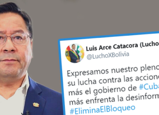 El presidente cubano, Miguel Díaz-Canel Bermúdez, agradeció este viernes a su homólogo de Bolivia, Luis Arce Catacora, por la solidaridad con la nación caribeña frente al bloqueo económico, comercial y financiero impuesto por Estados Unidos.