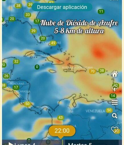 Una nube de polvo del desierto del Sahara que cruzó el Atlántico trasladó el gas, lo que provocó un descenso en la calidad del aire. Un aviso sobre el incremento de las concentraciones de polvo sahariano y de dióxido de azufre sobre Cuba fue emitido por el Centro de Pronósticos del Instituto de Meteorología.