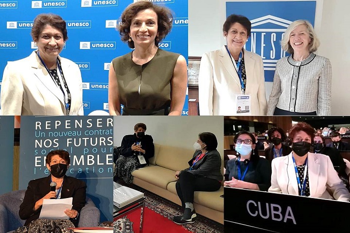 La ministra de Educación de Cuba, Ena Elsa Velázquez, abordó este viernes en esta capital la colaboración bilateral con homólogos y autoridades del sector de varios países, en el contexto de la 41 Conferencia General de la Unesco.