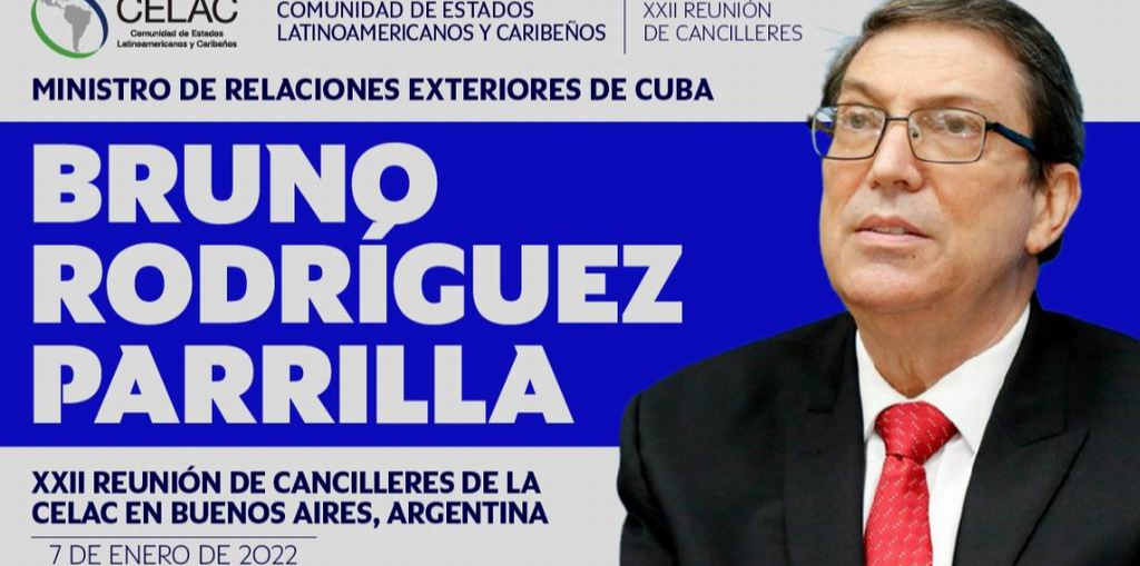 Acompañan a Rodríguez la coordinadora nacional para la Celac, Anayansi Rodríguez Camejo; el director general de Asuntos Multilateralesl, Rodolfo Benítez Verson; el director general de América Latina y el Caribe, Eugenio Martínez, entre otros.