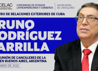 Acompañan a Rodríguez la coordinadora nacional para la Celac, Anayansi Rodríguez Camejo; el director general de Asuntos Multilateralesl, Rodolfo Benítez Verson; el director general de América Latina y el Caribe, Eugenio Martínez, entre otros.