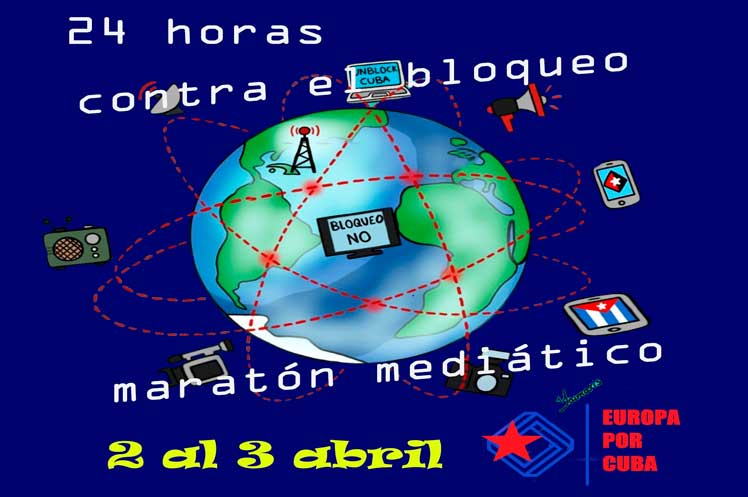 Los coordinadores del canal Europa por Cuba José Antonio Toledo y Patricia Pérez, ofrecieron hoy detalles sobre los preparativos del maratón mediático convocado el 2 y el 3 de abril para denunciar y condenar el bloqueo estadounidense contra la isla.