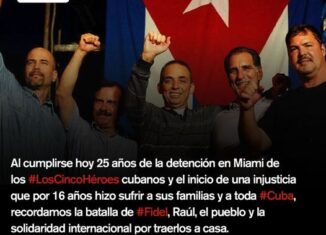 Foto de Cubavisión Internacional sobre el encarcelamiento de los cinco héroes cubanos en Miami