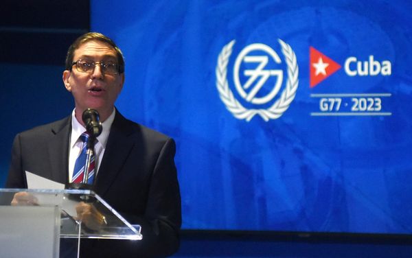 ministro de Relaciones Exteriores Bruno Rodríguez Parrilla ofreció una conferencia de prensa previa a la celebración de la Cumbre de Jefes de Estado y Gobierno del G77