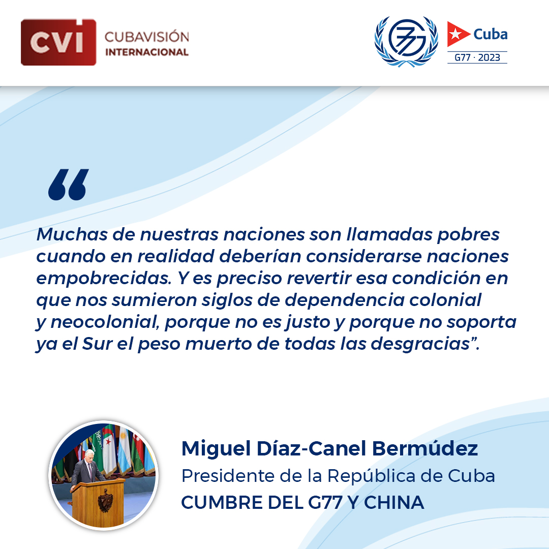Intervenciones del presidente cubano Miguel Diaz en la Cumbre del G77 y China